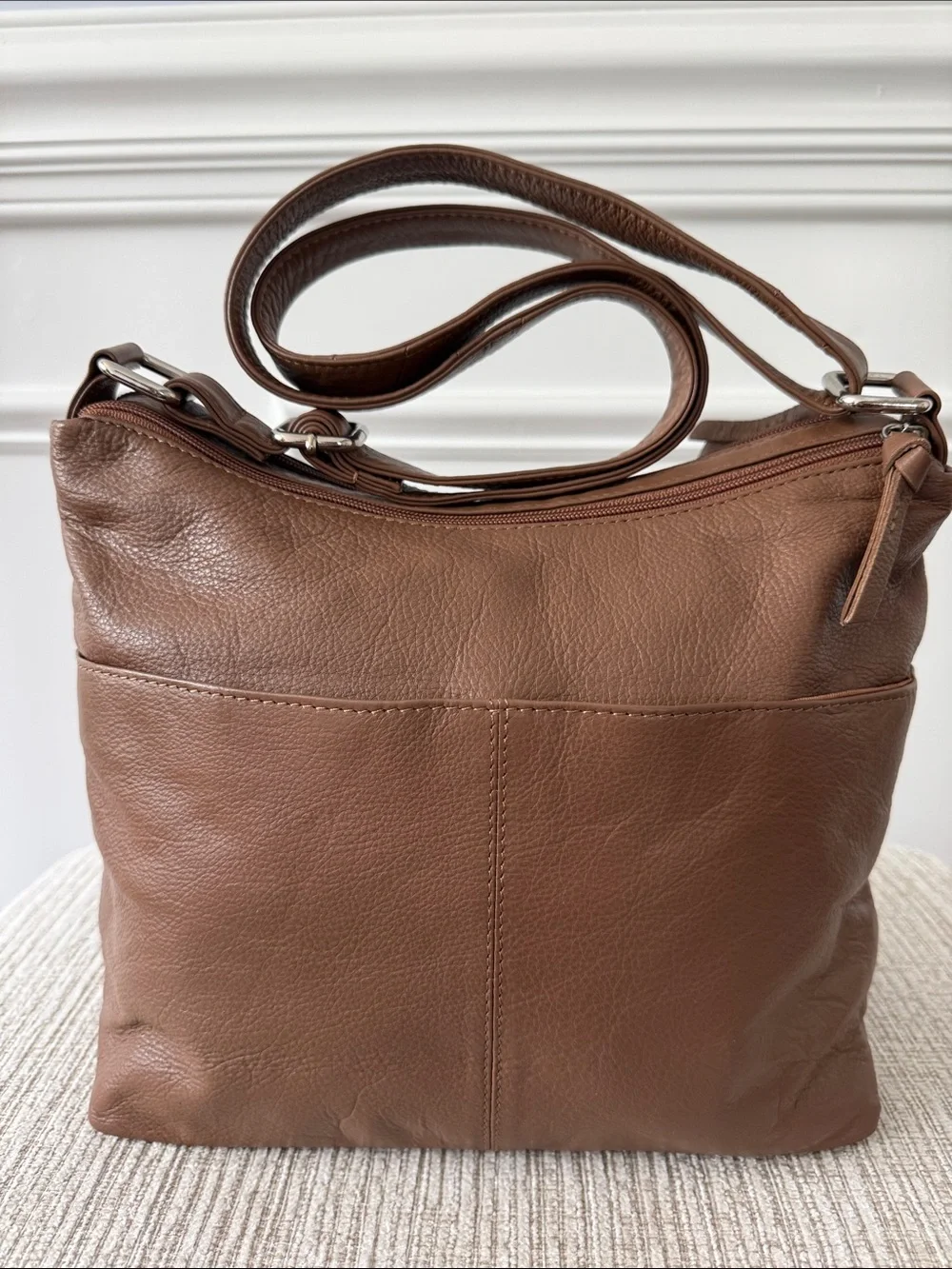 Great American Leather Works Brown Shoulder Crossbody Bag Purse Multi Pockets